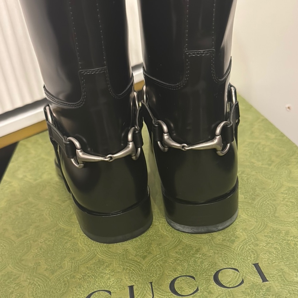 Gucci Black and Brown Two-Tone Leather Riding Boots - Men - Picture 4 of 6